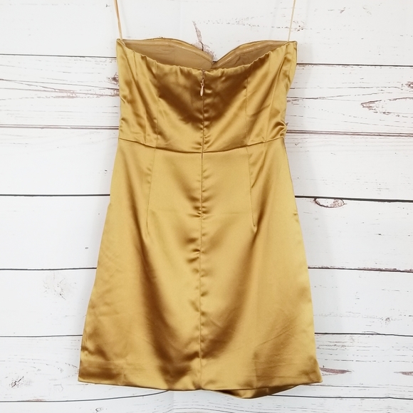Naked Wardrobe | The Statement Gold Satin Mini Dress NEW - Picture 5 of 6